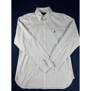 Ralph Lauren Men's White & Blue Striped Dress Shirt 16.5